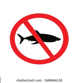 Stop shark sign, warning, vector illustration