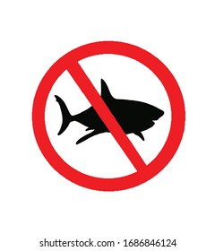 Stop shark sign, warning, vector illustration