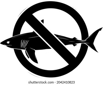 Stop shark sign, warning, vector illustration design