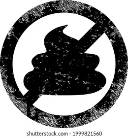 Icono de paro de mierda con efecto rayado. Icono de paro de vectores aislado con textura de goma arañada en un fondo blanco.
