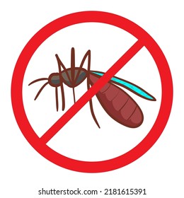 Stop sign against mosquito, vector illustration isolated on white background, eps10