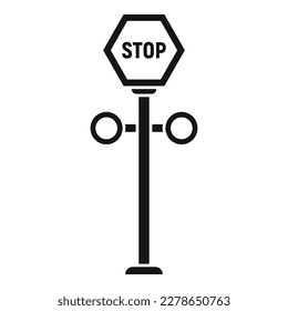 Stop sign barrier icon simple vector. Train road. Safety gate