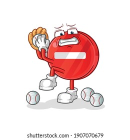 stop sign baseball pitcher cartoon. cartoon mascot vector