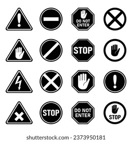 stop sign black color forbidden sign symbol do not enter warning text