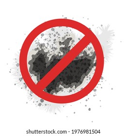 Stop sign black mold shows the fight against a poisonous fungus that harms people's health. The illustration is isolated on a white background. Can be used for disinfection as a sticker