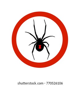 Stop sign of the black widow spider. Vector illustration