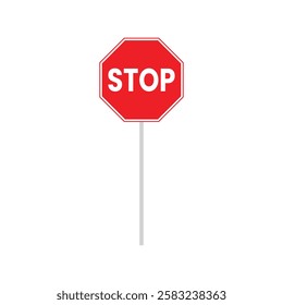 Stop Sign board, traffic road red sign, Stop flat icon.