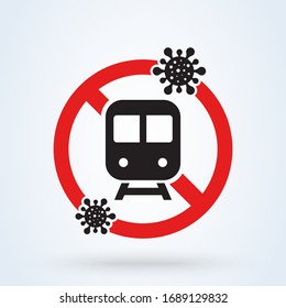 Stop sign by train or subway. Coronavirus prevention measures. Vector illustration