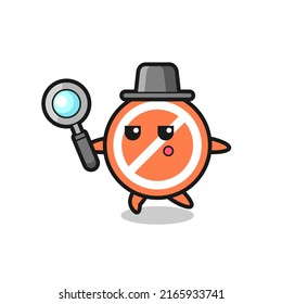 stop sign cartoon character searching with a magnifying glass , cute style design for t shirt, sticker, logo element