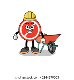 stop sign cartoon as a contractor , character design