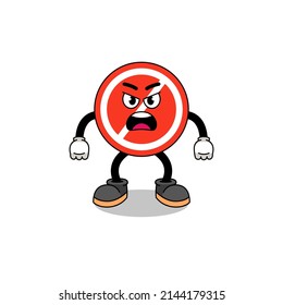 stop sign cartoon illustration with angry expression , character design