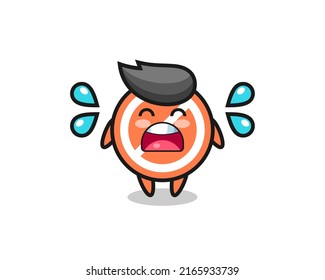 stop sign cartoon illustration with crying gesture , cute style design for t shirt, sticker, logo element