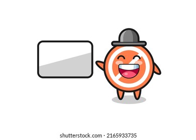 stop sign cartoon illustration doing a presentation , cute style design for t shirt, sticker, logo element