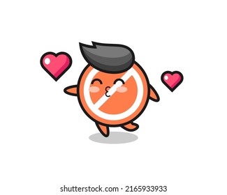 stop sign character cartoon with kissing gesture , cute style design for t shirt, sticker, logo element