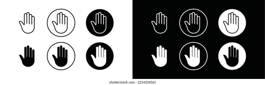 Stop sign in the circle icon vector collection. Hand signal or prohibition symbol illustration. Warning stop sign