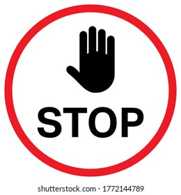 Stop sign in circle with palm