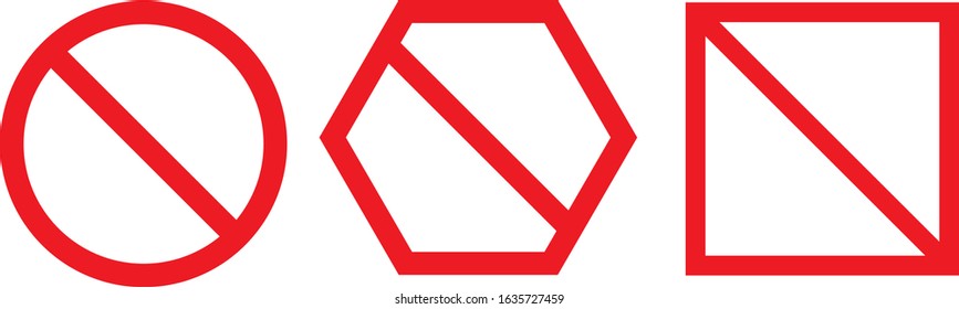 Stop sign. circle sing, polygonem trianglr red sign. vector warnin sign illustration. Vector illustration of prohibition sign isolated on white background. Prohibition symbol.