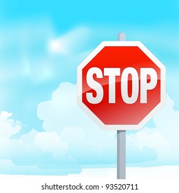 STOP SIGN with cloudy backdrop