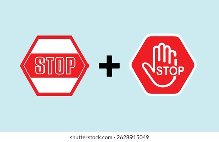Combinación de signo de parada - Diseño moderno de icono de alerta roja