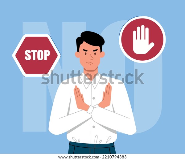 Stop Sign Concept Man Against Background Stock Vector (Royalty Free ...