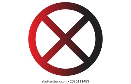señal de parada, cruz o sin signo con color negro rojo mezclado. No hay entrada. Entrada Prohibida. indicar peligroso.  Ilustración vectorial.