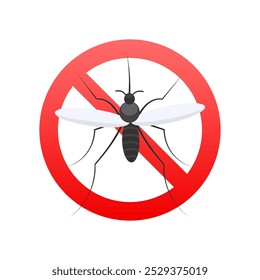 Stop sign crossing over flying mosquito insect