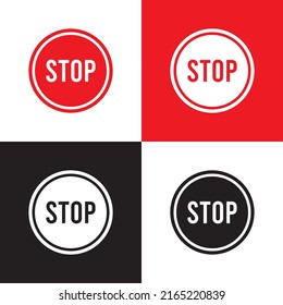 stop sign, do not go through the road vector illustration with red and black symbols