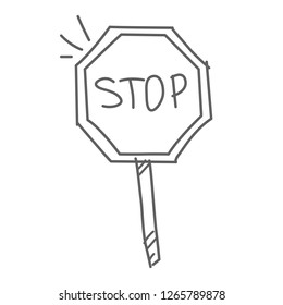 Stop sign doodle icon. Road sign vector illustration