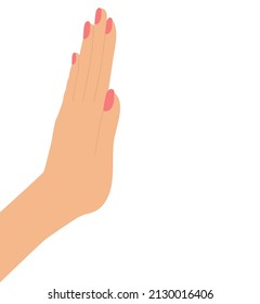 Stop sign, female hand.  Vector illustration
