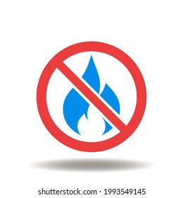 Stop sign with fire flame vector illustration. Fire safety icon.