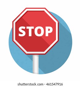 Stop Sign, Flat Design, Vector Eps10 Illustration