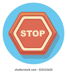 stop sign flat icon in circle