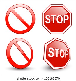 Stop Sign Forbidden Circle Symbol Stock Vector (Royalty Free) 128188370