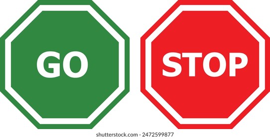 stop sign and go sign vector illustration