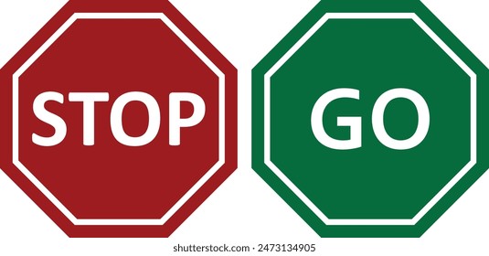 stop sign and go sign vector illustration