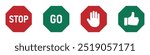 Stop sign and go sign vector illustrations. Stop and go icon or designs