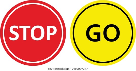 Stop sign and go sign vector in round shape