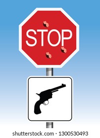 stop sign, gun control concept 