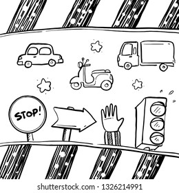 stop sign hand drawn