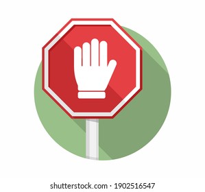 Stop sign with hand, flat design, vector eps10 illustration