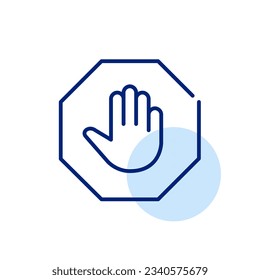 Stop sign with hand gesture. Pixel perfect icon