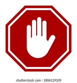 Stop sign with hand icon. Infographics. Vector graphics.