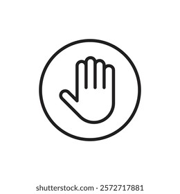 Stop sign with hand icon Simple thin outline