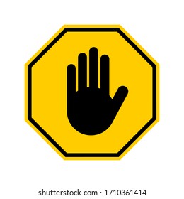 Stop Sign with Hand Icon. Vector Image.