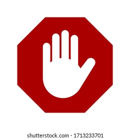 Stop Sign with Hand Icon. Vector Image.