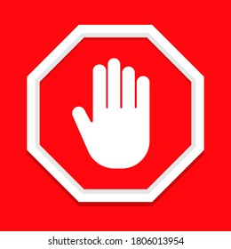 Detener la firma con el icono de mano. Ilustración vectorial
