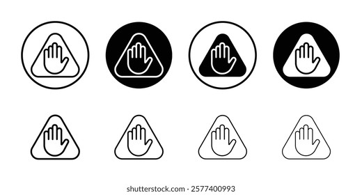 Stop sign with hand icon Vector logo set flat