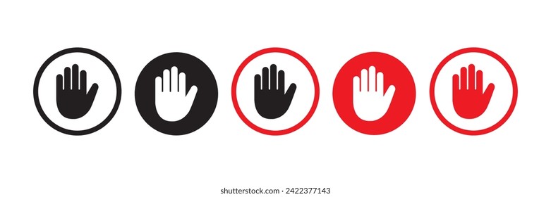 Dejar de firmar con un icono plano de mano o palma para aplicaciones y sitios web.