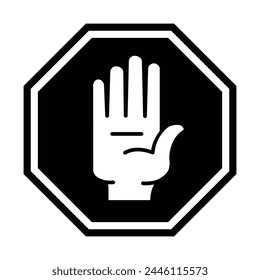 stop sign with hand palm, vector illustration 