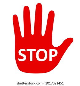 Stop sign with hand - stock vector